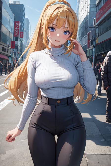 03757-3920667537-masterpiece, best quality, absurdres, perfect anatomy, 1girl, solo, KeiKaruizawa, hair scurnchie, ponytail, sweater, ribbed swea.png